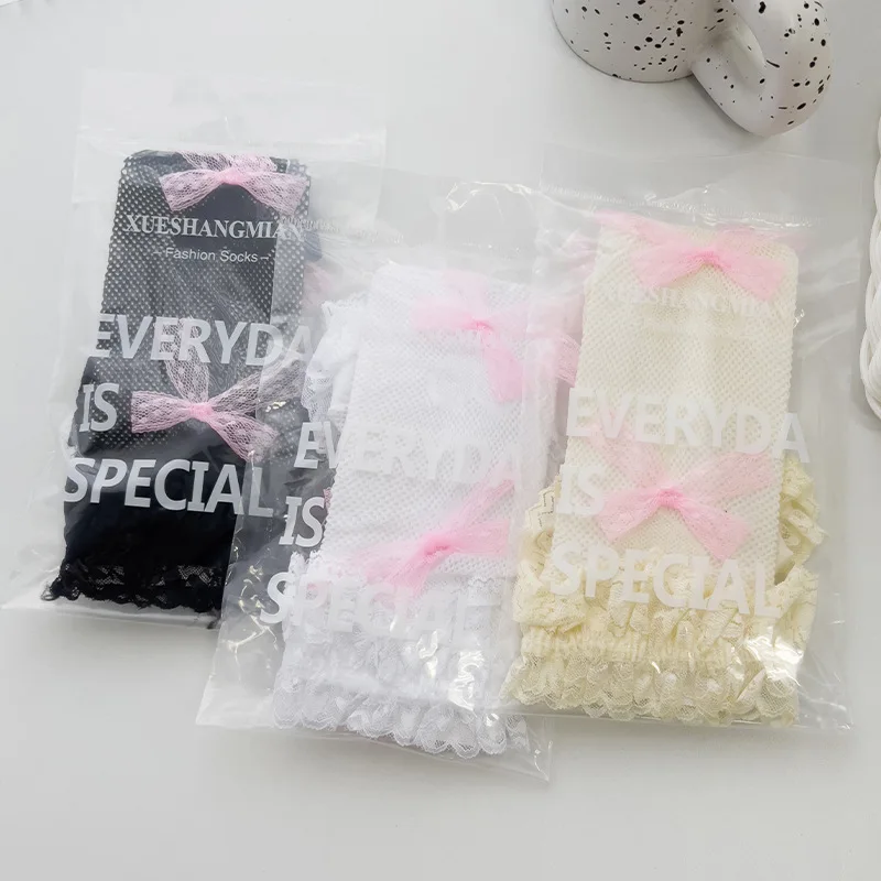 Medias de encaje para niñas con lazo y corazones – Estilo Lolita - imagen 5