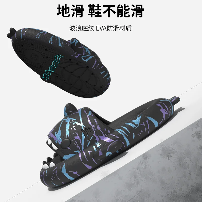 Zapatillas personalizadas de tiburón Punk para hombre, prendas de vestir de verano, antideslizantes y duraderas, tendencia deportiva Popular en línea, Zapatillas de casa para pareja - imagen 3