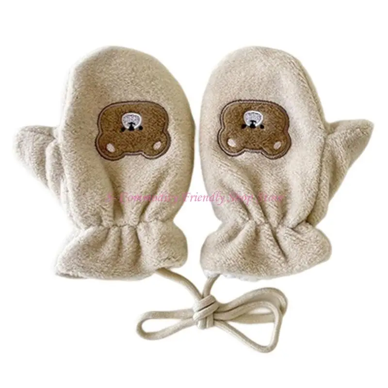 85ae Guantes cordón cuello adjunto para niños Mittanes suaves térmicos con color múltiple - imagen 5