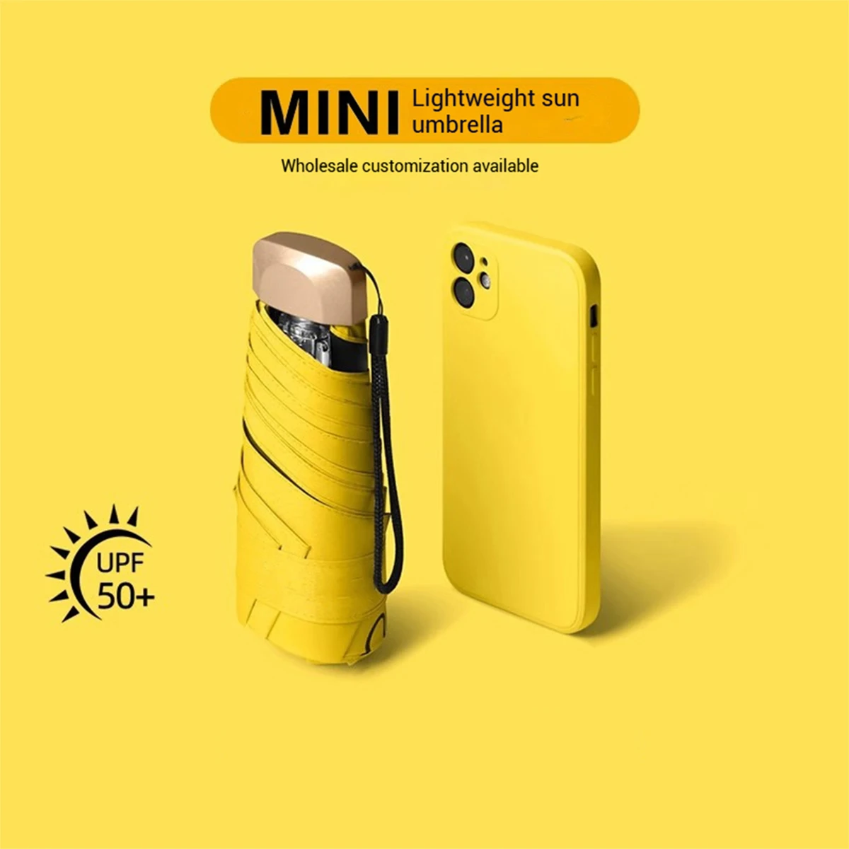 Mini paraguas de bolsillo para lluvia, sombrilla plegable de vinilo con protección ultravioleta UV, parasol de bolsillo, cápsula, 55% de descuento, 1 ud. - imagen 2