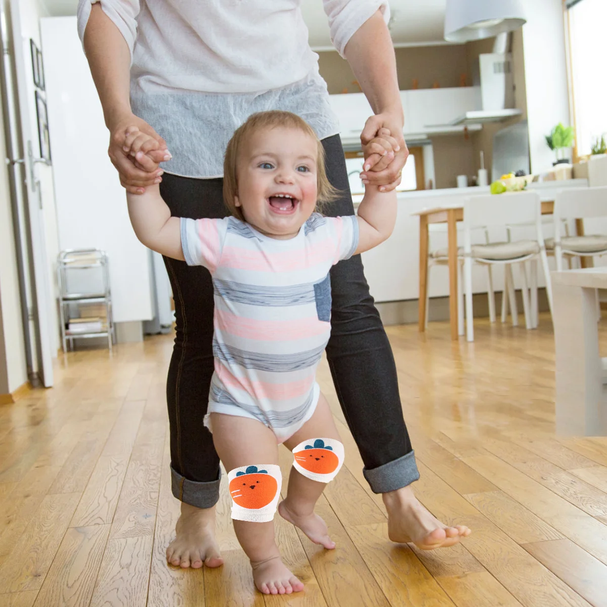 Rodillera para bebé, Protector de rodillas para niños pequeños, cubierta de rodilla para gatear suave y transpirable, almohadillas Unisex de dibujos animados para proteger la piel - imagen 3