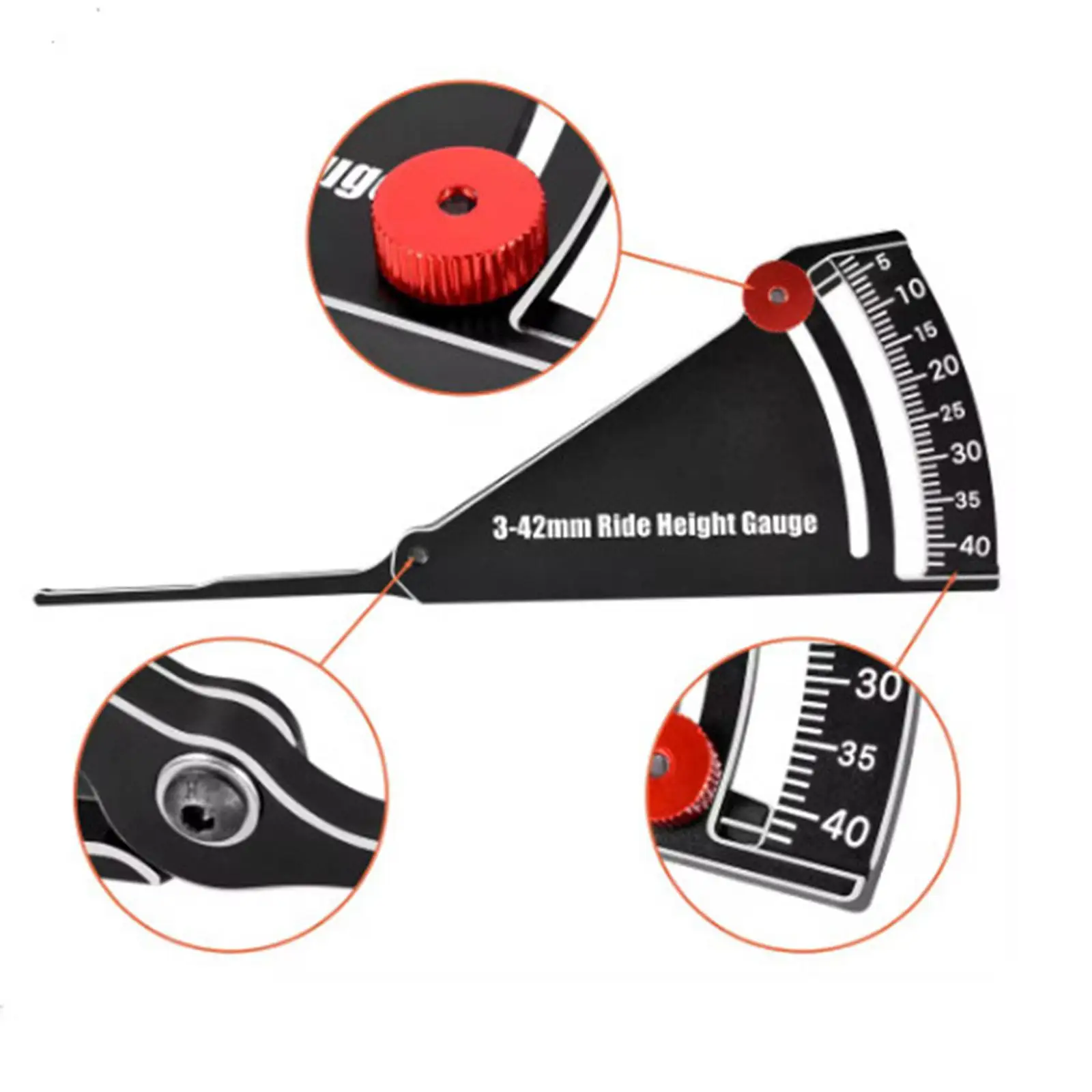 Aluminum RC Vehicle Height Gauge RC Car Tool RC Car Camber Gauge Chassis Height Adjustment Ruler for 1/10 RC Vehicle Truck Buggy