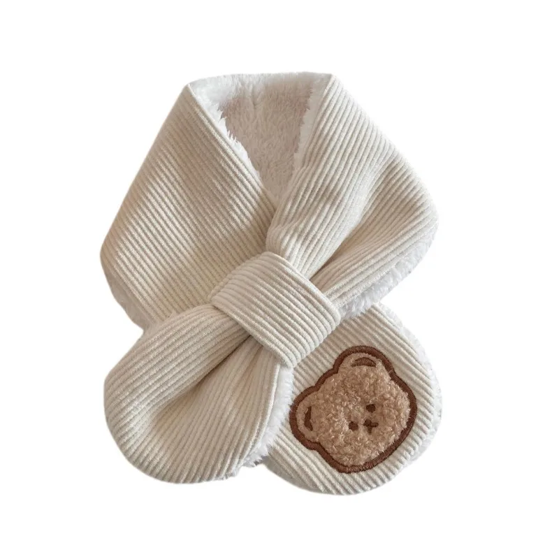 Bufanda bonita de oso de dibujos animados para niño y niña, bufanda informal de estilo coreano, Color Beige Kakhi, bufanda para niño, bufanda cálida de lana para otoño e invierno - imagen 5