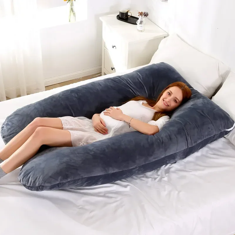 Almohada de embarazo negra forma U