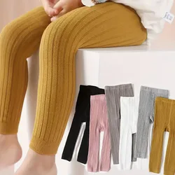 Leggings acanalados suaves y elásticos para niñas pequeñas y bebés: colores vibrantes, ajuste cómodo, mezcla de poliéster/elastano