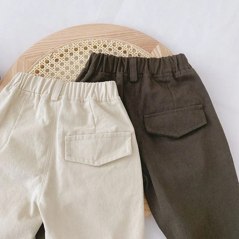 Pantalones informales Unisex para niños de 1 a 6T, pantalones finos de Color sólido para niños, pantalones sueltos para niños, otoño 2025 - imagen 3
