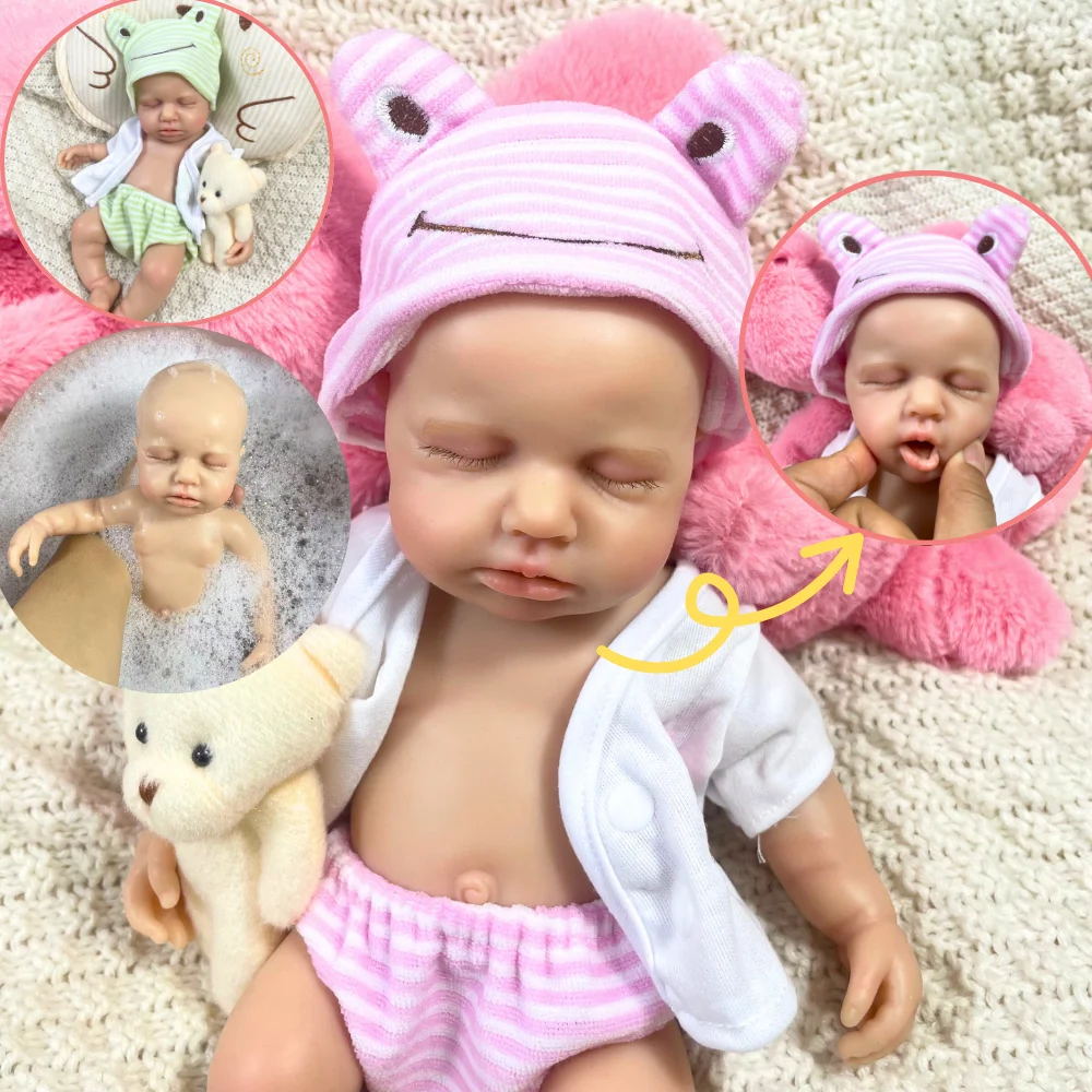 2 opciones Mini 33CM muñeca Reborn de silicona totalmente lisa LouLou niña o niño lavable silicona suave cuerpo cumpleaños regalo de Navidad