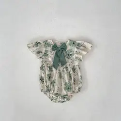 MILANCEL Body floral una pieza para bebé con lazo frontal – Verano