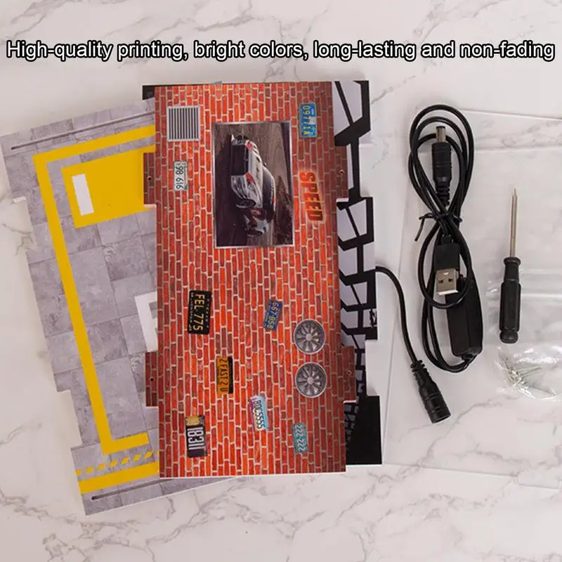 Modelo de garaje de juguete, escena de estacionamiento, modelo 1:32, modelo de escena de estacionamiento con luz LED, modelo de garaje de estacionamiento, juguete para niños de escritorio - imagen 3