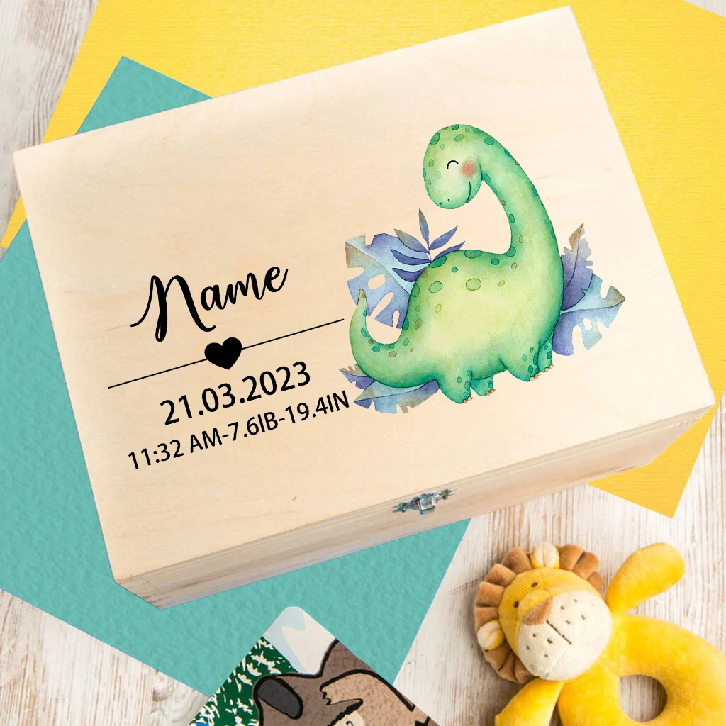 Caja de madera personalizada para bebé, regalo para bebé recién nacido, caja de memoria infantil personalizada, caja de madera con estampado de animales, regalo para estacas de nacimiento, regalo para nueva mamá - imagen 5