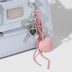 Llavero de moda con colgante de corazón, colgante de lazo creativo, colgante de bolso, accesorio de bolso, colgante de mochila, regalo del día de San Valentín