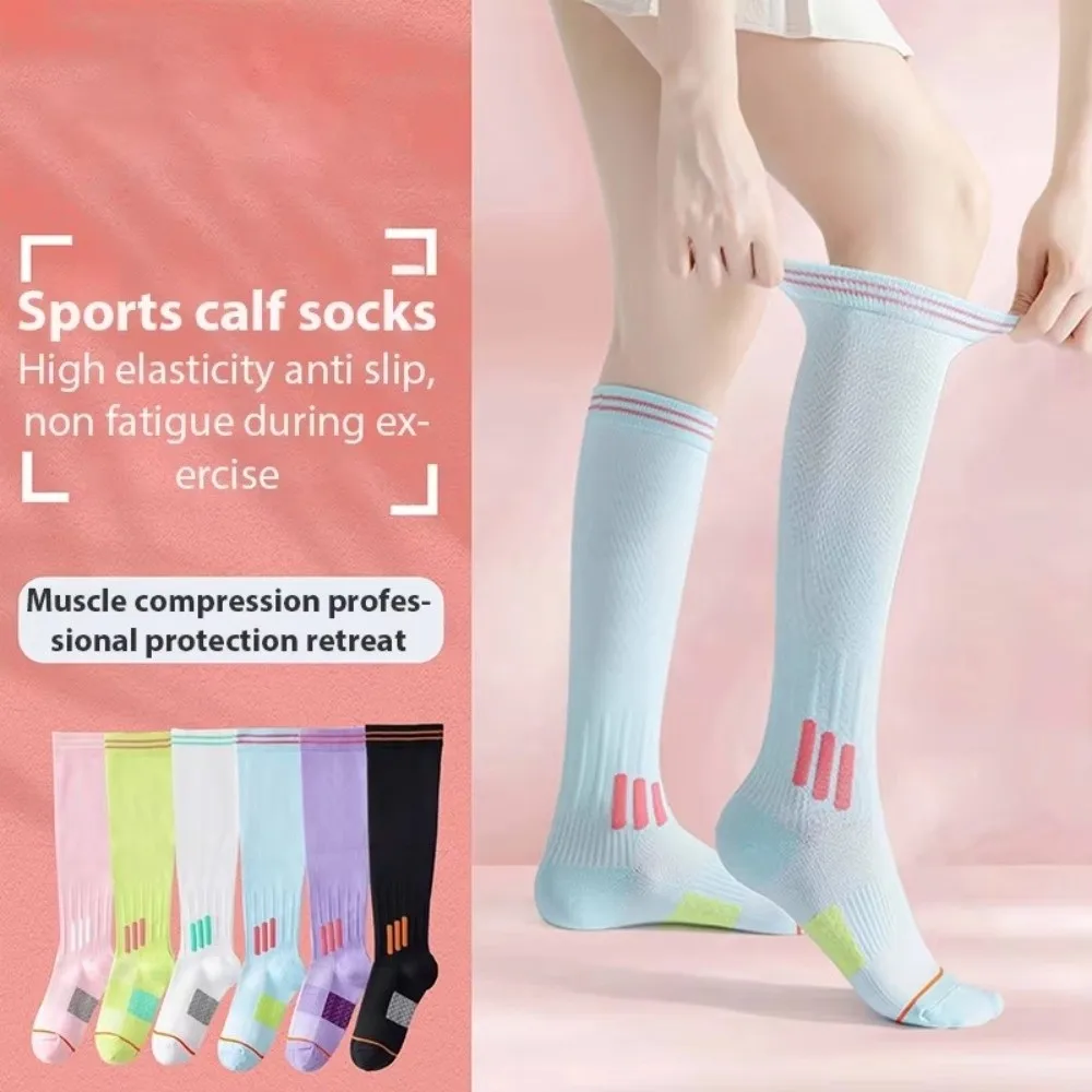 Nuevos calcetines largos de compresión para Fitness, calcetines elásticos antideslizantes, hermosos calcetines hasta la pantorrilla para correr, saltar, calcetines de Yoga para correr y saltar - imagen 4
