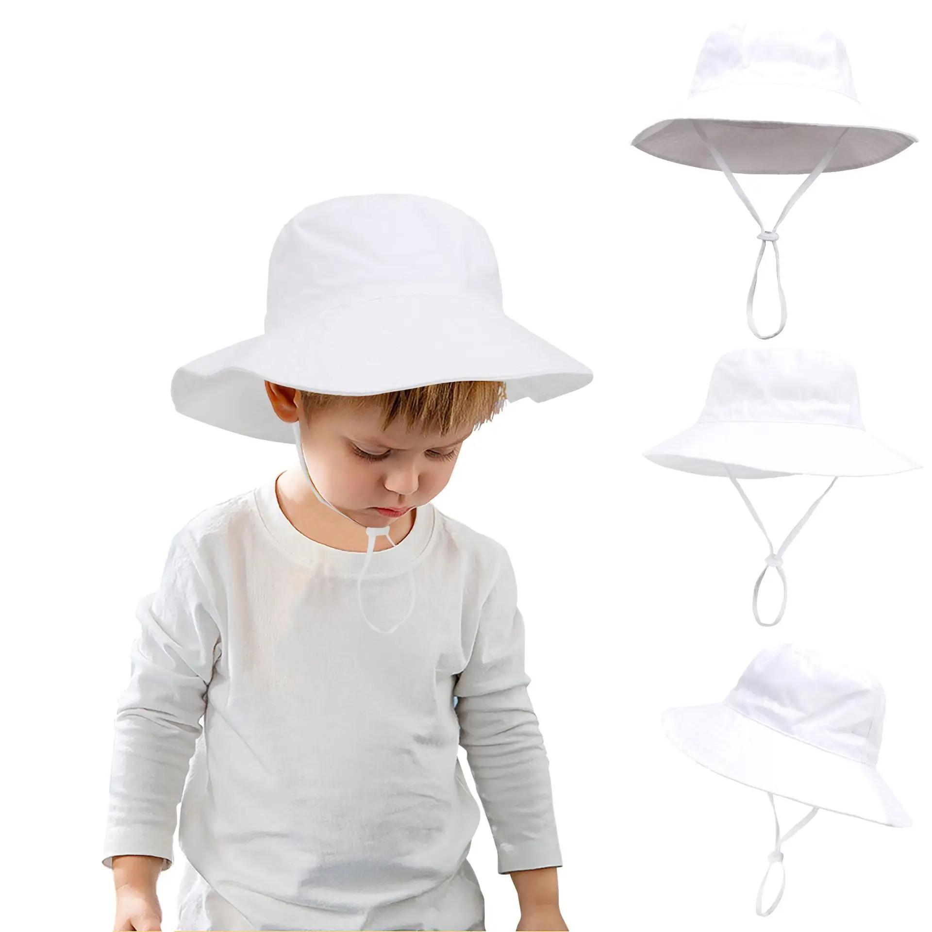 Sombrero de sol de verano de ala grande para niños, gorro de lavabo suave y transpirable para niños y niñas, sombrero de cubo para exteriores, sombrero de pesca/playa/verano UV - imagen 4