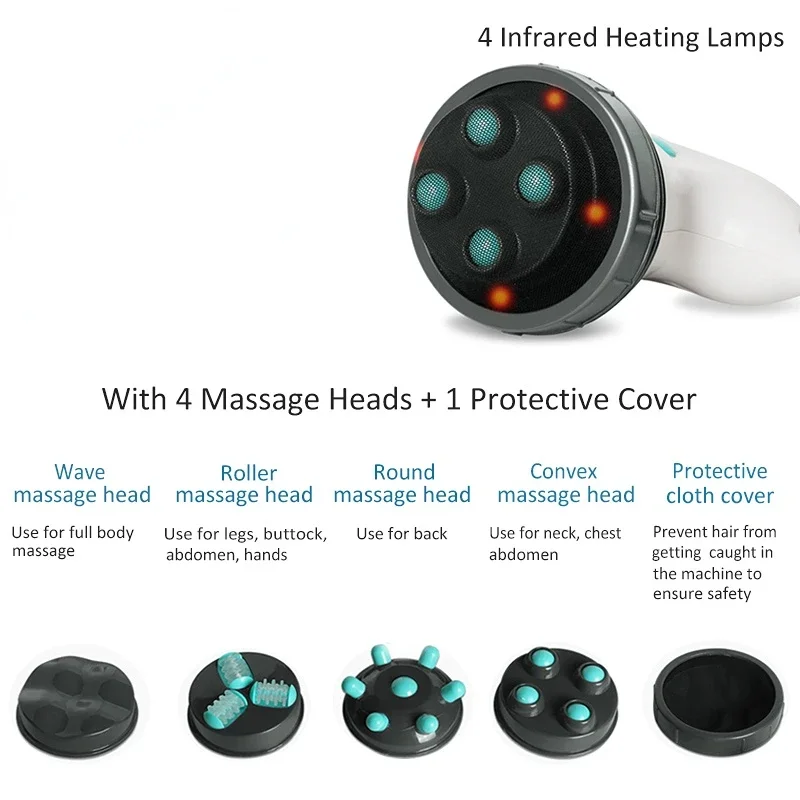 Masajeador anticelulitis 4 en 1, rodillo eléctrico para adelgazar, rodillo infrarrojo de mano, removedor de grasa para brazo, pierna, cadera y vientre, innovación corporal - imagen 4