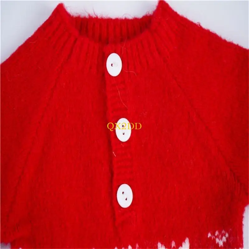 QX2D Conjunto mono y sombrero rojo navideño, accesorios fotografía, ropa fotografía para recién nacidos - imagen 4