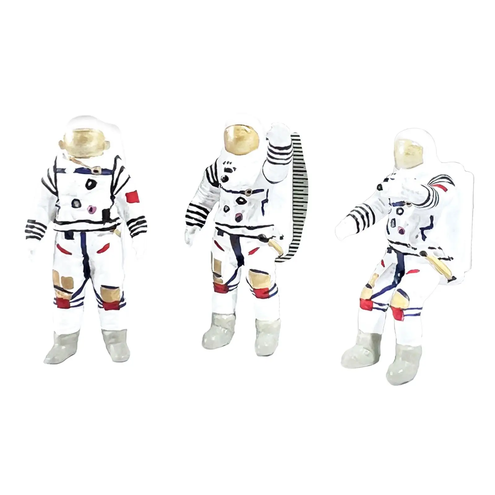 3Pcs 1/64 Scale Astronaut Figurines Spaceman Model Statue Mini Astronaut Toys for Diorama Miniature Scene Decoration Layout