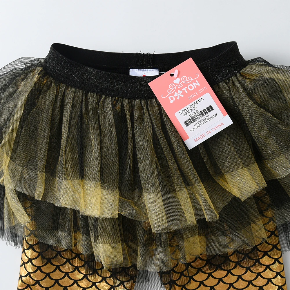 DXTON Falda tutú de malla con pantalón dorado para niña – Fiesta Navidad - imagen 4