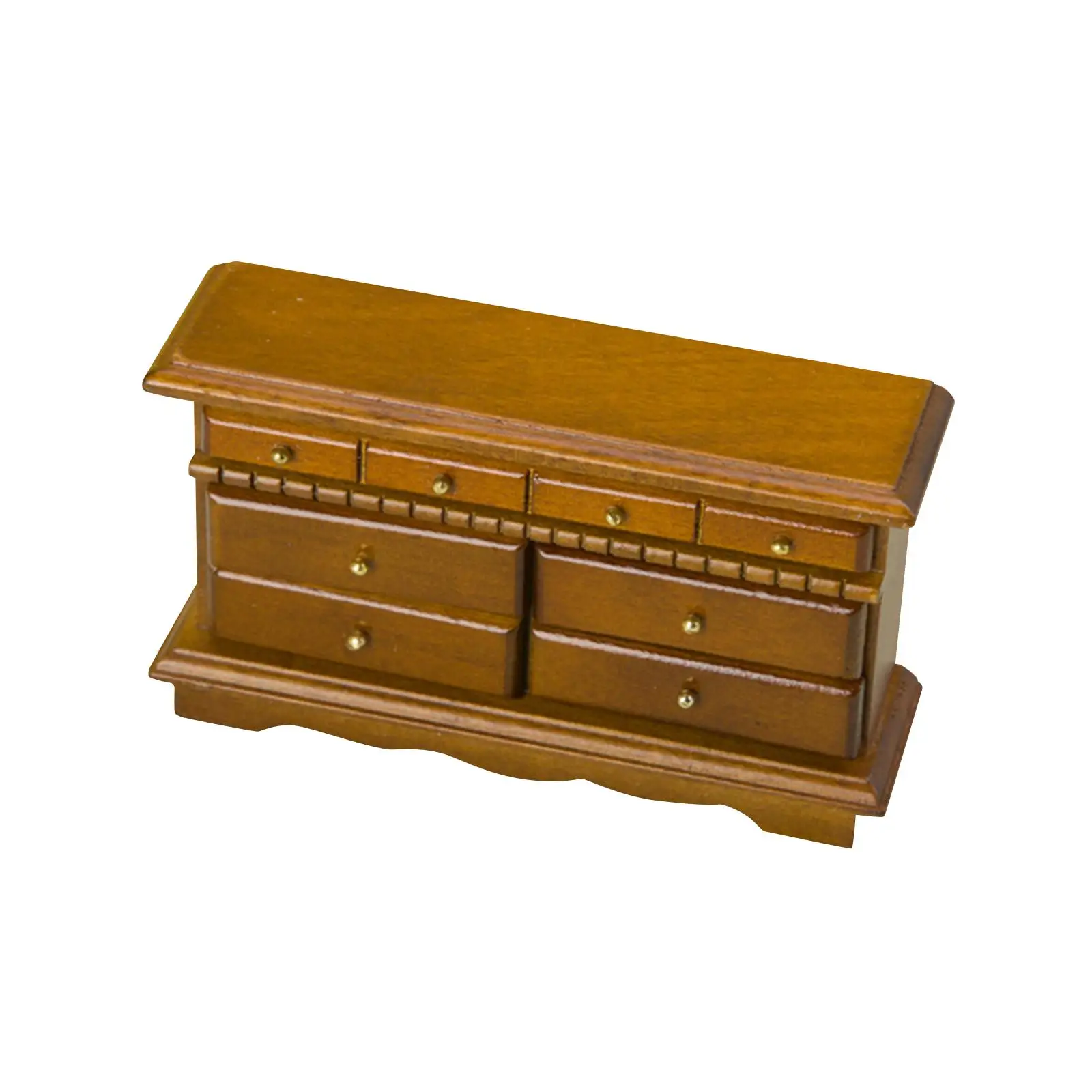 1:12 Dollhouse Wood TV Stand Mini TV Cabinet Vintage Model Furniture with Drawers for Dolls House Bedroom Accessory DIY Scene