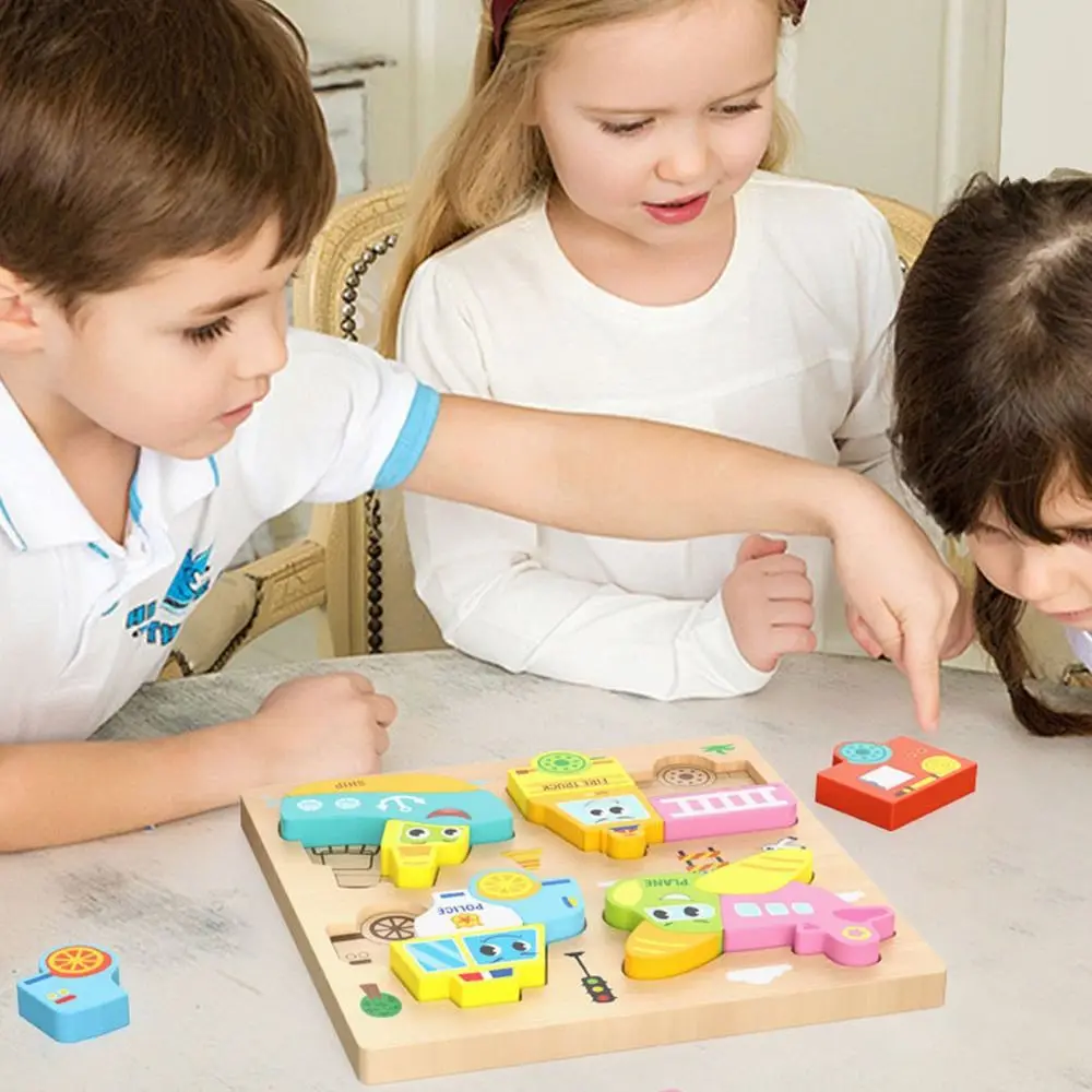 Rompecabezas 3D de madera Multicolor, rompecabezas de animales de dibujos animados, coordinación mano-ojo, Educación Temprana, frutas, dinosaurios, rompecabezas de aprendizaje de inglés