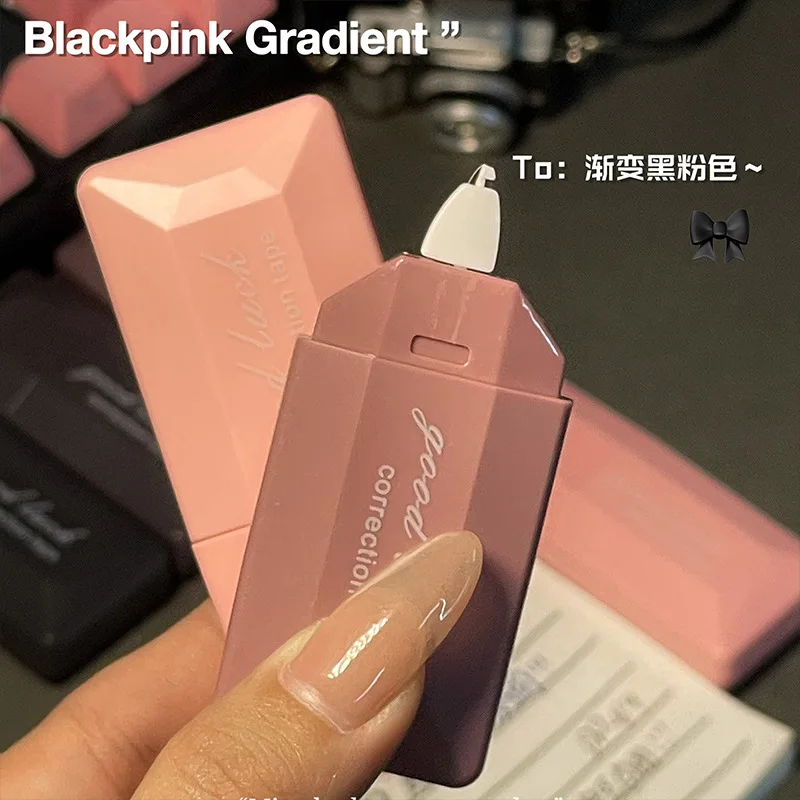 Juego de cinta de corrección de polvo negro, cinta de corrección de gradiente Simple y creativa, cinta de corrección suave y silenciosa para estudiantes, 6 piezas - imagen 3