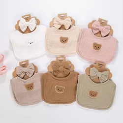 Babero bandana de algodón ultraabsorbente para bebé con diadema