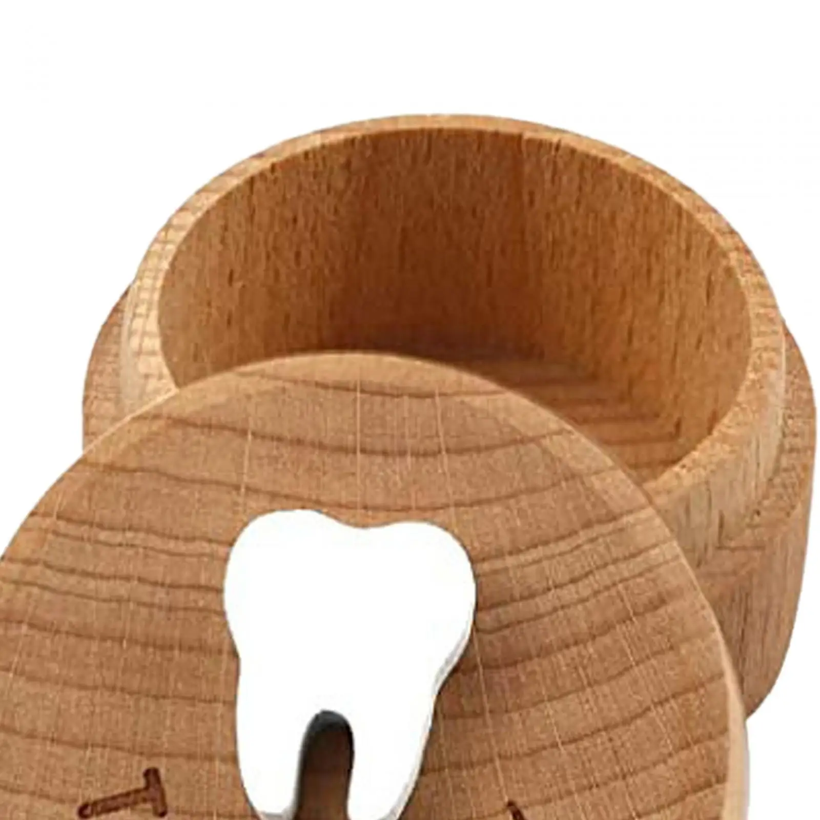Caja de ahorro de dientes de bebé, contenedor circular de madera, organizador para niños, colección de cabello Fetal, regalo de cumpleaños - imagen 4
