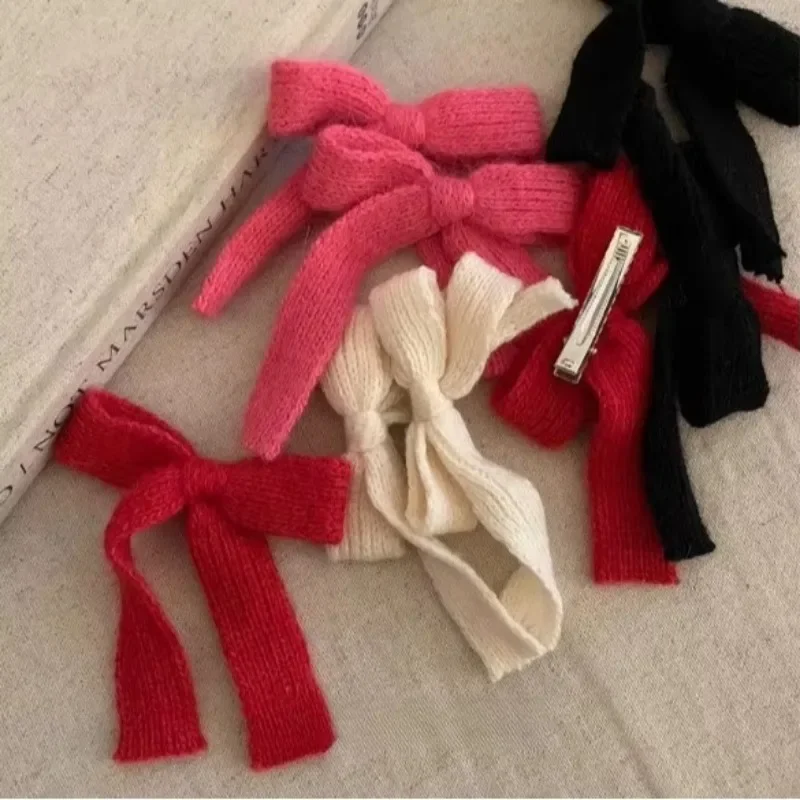 Nuevo 2 uds. Horquilla con lazo de lana de punto coreano, pasadores de princesa bonitos, accesorios para el cabello para niñas y niños - imagen 4