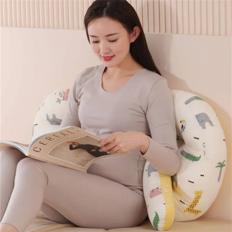 Almohada de soporte de cintura en forma de U ajustable para mujeres embarazadas, patrón de dibujos animados, almohada de embarazo para dormir de lado, cojín especial de maternidad - imagen 2