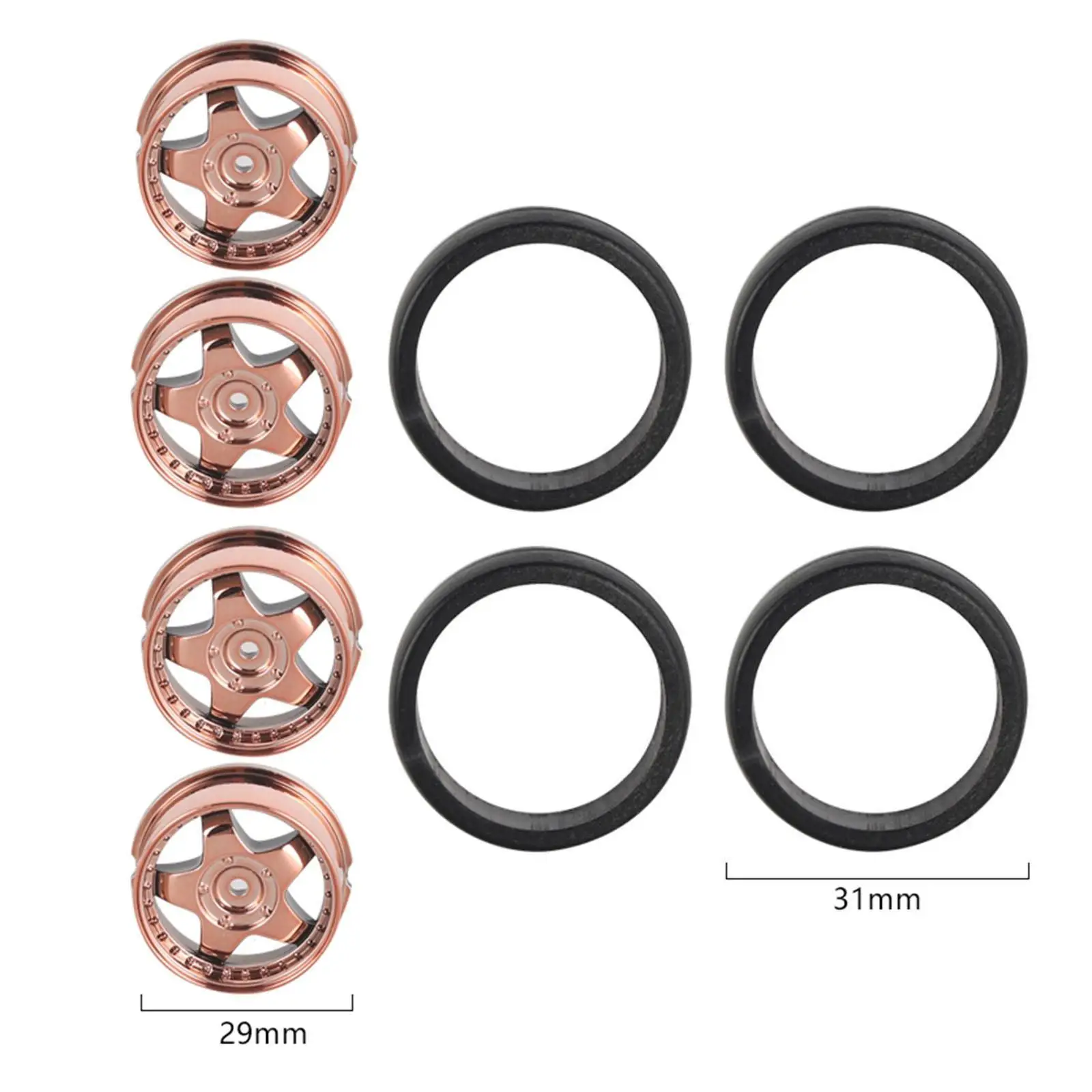 4x RC Car Drift Tires Wheel Rim and Tires Set for 1/18 RC Drift Rally Car DIY Modification Spare Parts Accessory Repalces