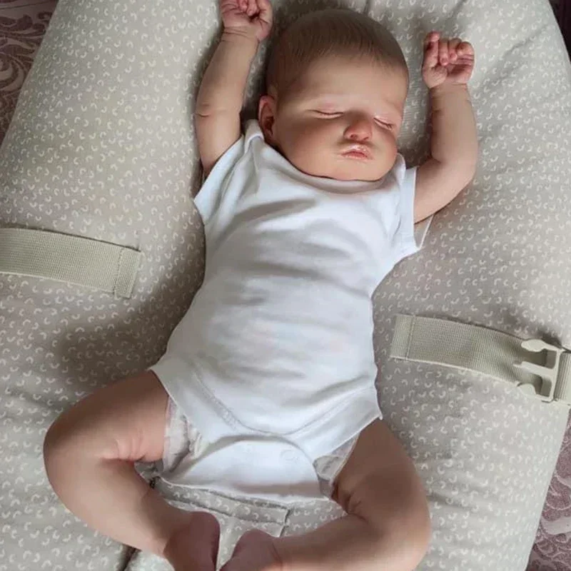 NPK Muñeca Reborn de 18 pulgadas, Rosalie durmiente, pelo pintado a mano, tono de piel 3D con venas, pestañas enraizadas, muñeca artística coleccionable - imagen 3