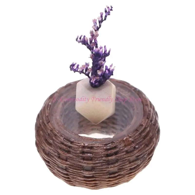 Muebles casa muñecas estilo ratán resina pequeña 85AE con tejido para exhibiciones realistas habitaciones en - imagen 4