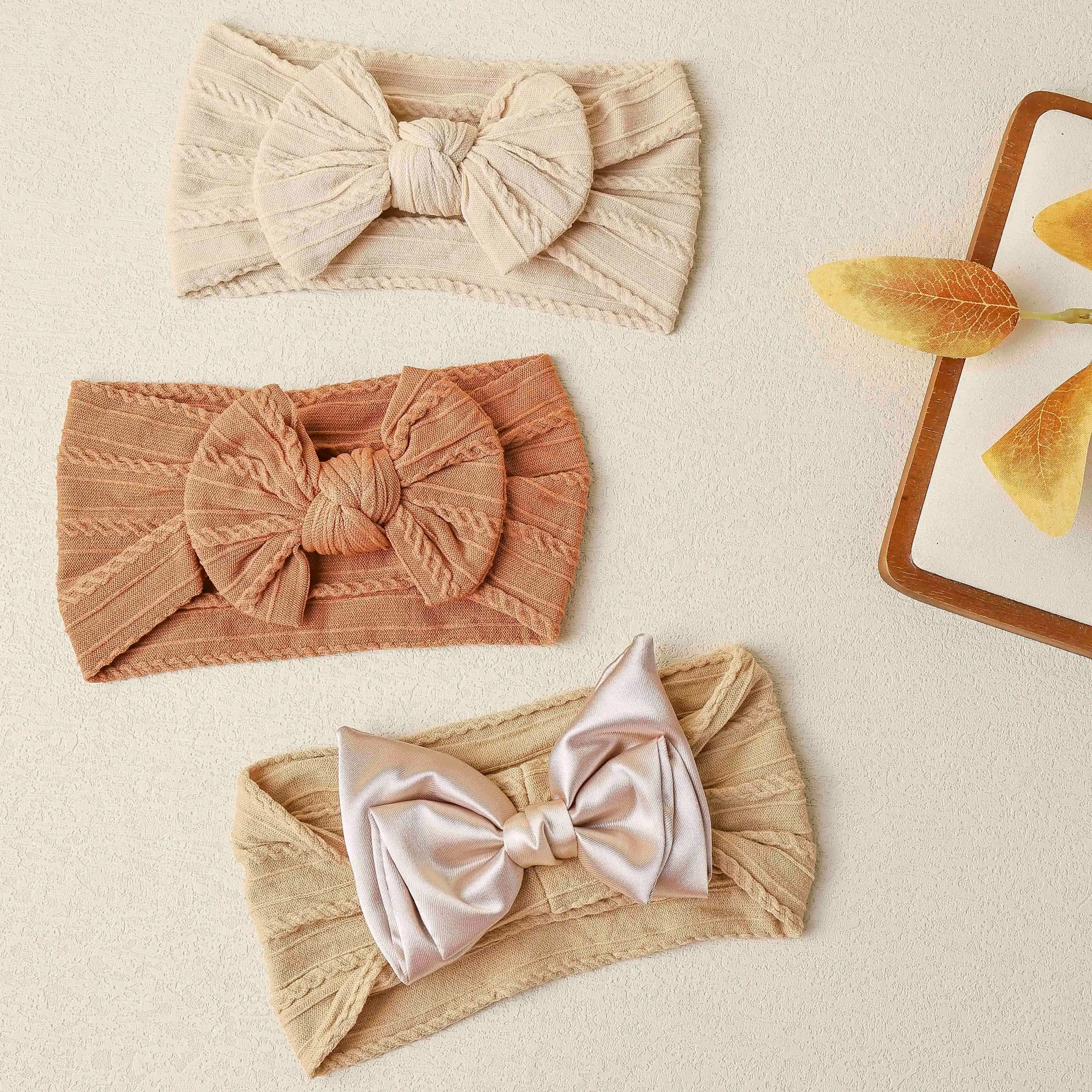 Diademas bebé elásticas con lazo floral suave para recién nacidos - imagen 4