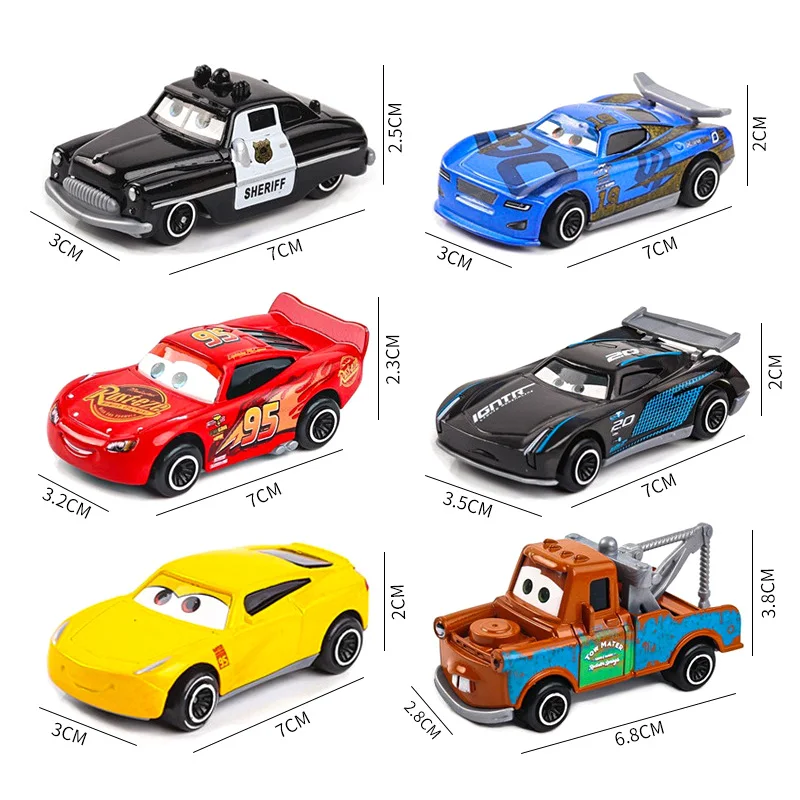 6-7 Uds Disney Pixar Car 3 2 1 Lightning Mcqueen camión Mack Jackson Storm Diecast Metal coche de carreras dinoco racer juguete Set niño regalo - imagen 5