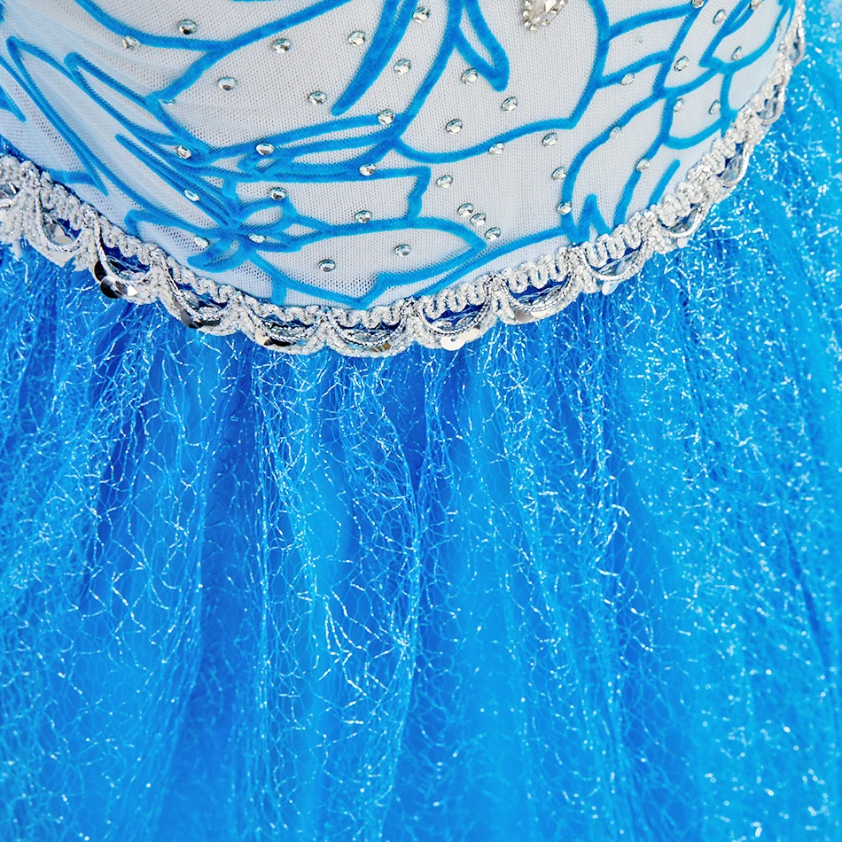 Disfraz elegante de princesa azul para niñas, ropa de fiesta de cumpleaños y Halloween para niños, vestido de Cosplay de Elsa con lentejuelas azules y Carnaval - imagen 3