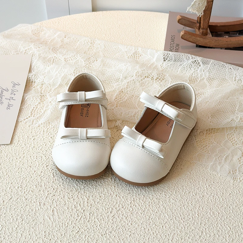 Zapatos princesa de cuero para niñas con lazo antideslizante - imagen 3