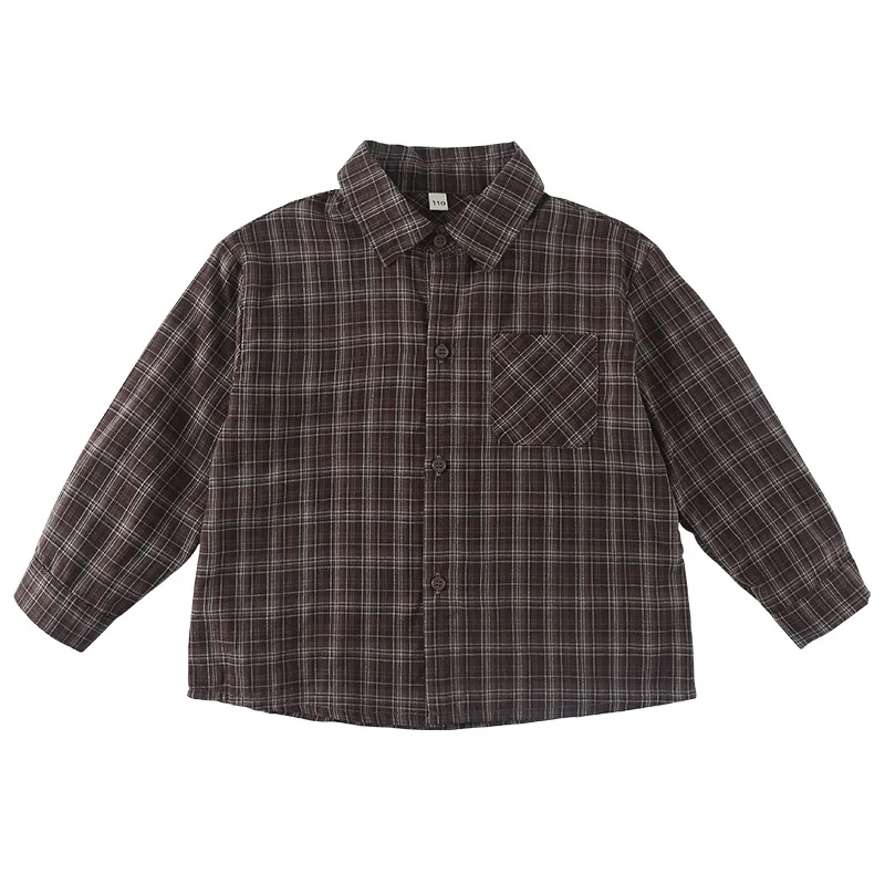 Camisa de manga larga para niños, abrigo de algodón a cuadros, novedad de otoño, cárdigan informal para bebé, camisa para niña - imagen 4