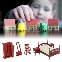 Muebles de madera retro en miniatura para casas de muñecas