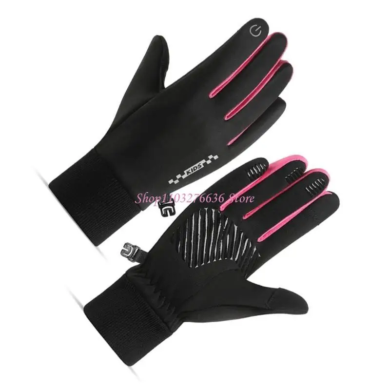 R6FD 1 Par Guantes invierno para niños Mittens completos los dedos con suave forro lana aire libre Ciclismo - imagen 5