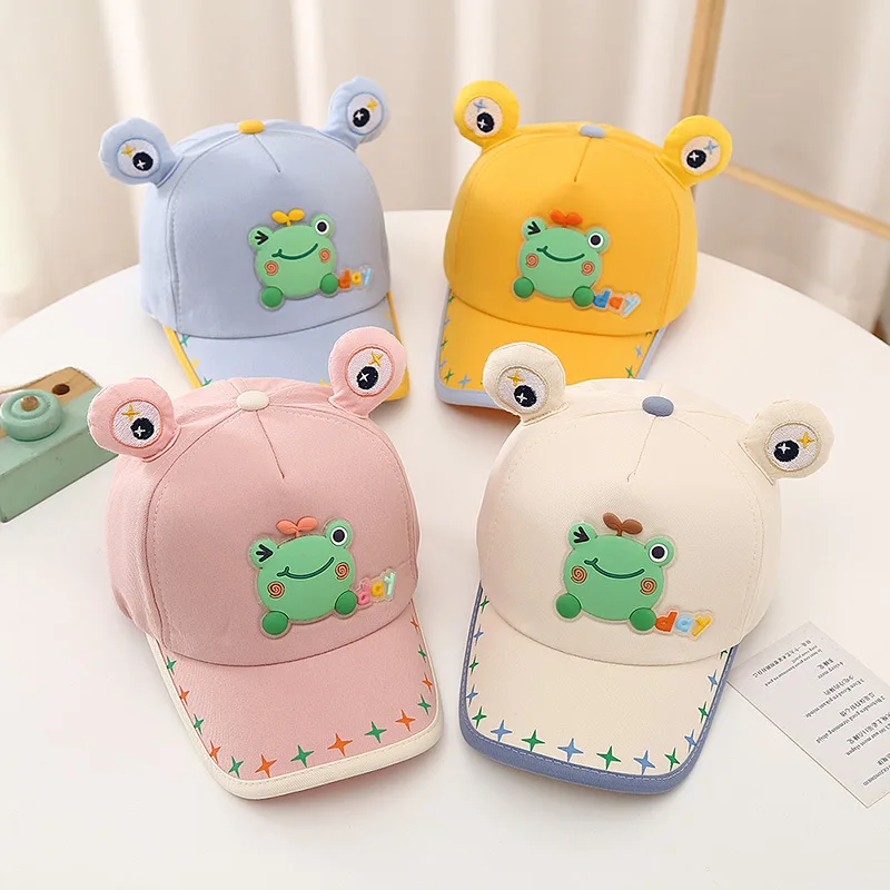 Gorra de rana de dibujos animados para niños, sombrero de Sol de salida para deportes al aire libre, protector solar para bebés, visera para exteriores, primavera y verano