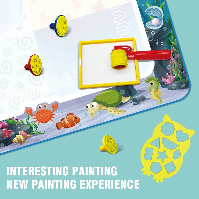 Tapete mágico de dibujo al agua de 100x80CM con bolígrafos mágicos reutilizables tablero de pintura Montessori para garabatos juguetes educativos regalos para niños 39x31 pulgadas - imagen 3