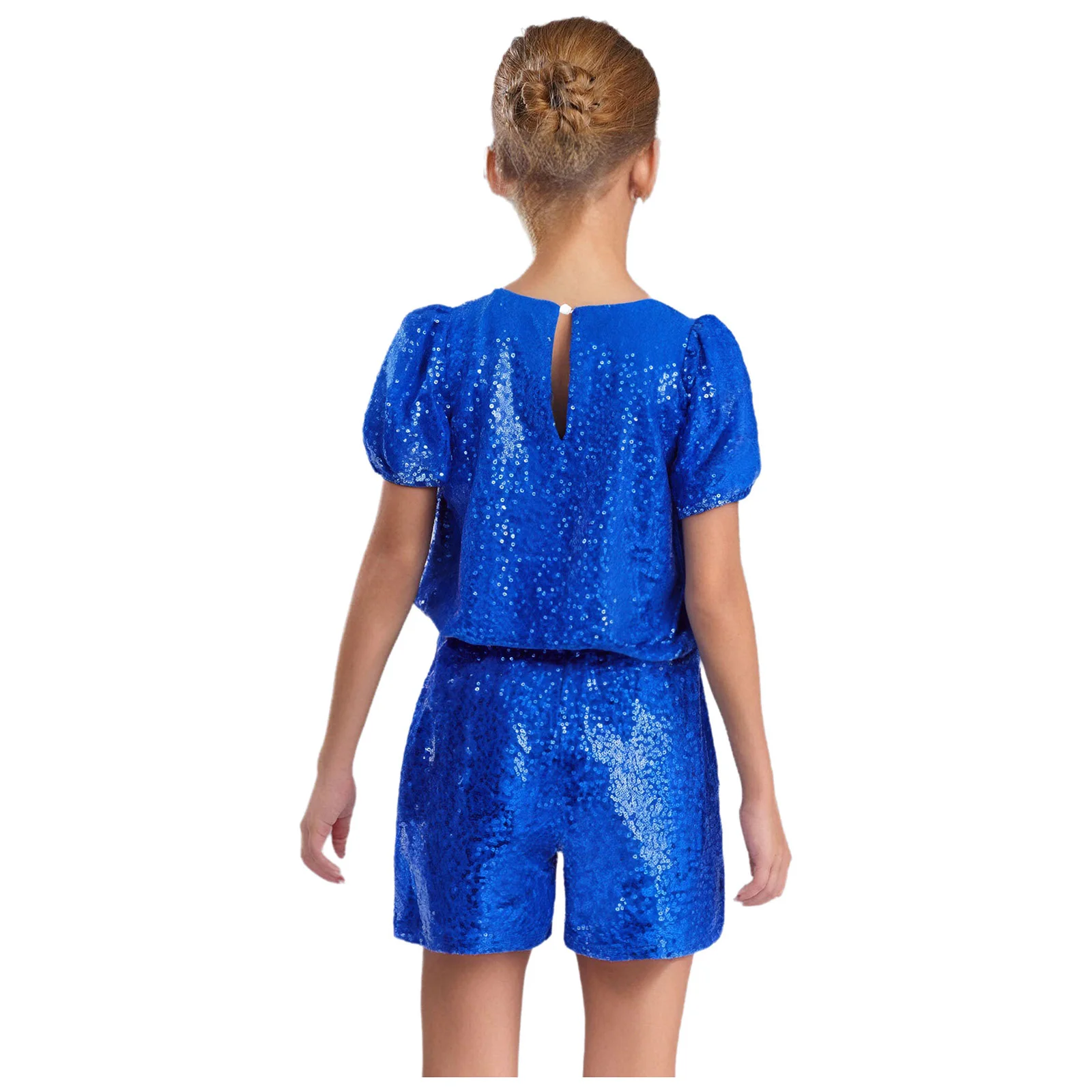 Traje de fiesta con lentejuelas para niña – mangas abullonadas - imagen 4