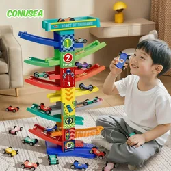 Pista de coches inercia juguete educativo con aparcamiento para niños