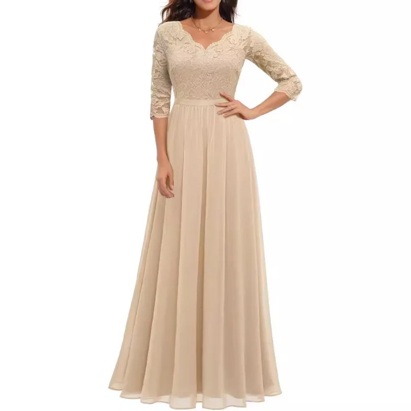 Vestido elegante con encaje y cintura larga para niña - imagen 5