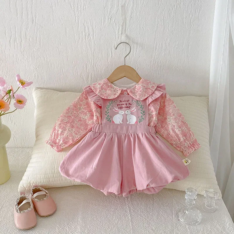 MILANCEL, nuevo mono de otoño para bebé, 3M-3T, dulce letra de conejito, pantalones con tirantes para niñas pequeñas, pantalones sueltos versión coreana para bebés - imagen 3