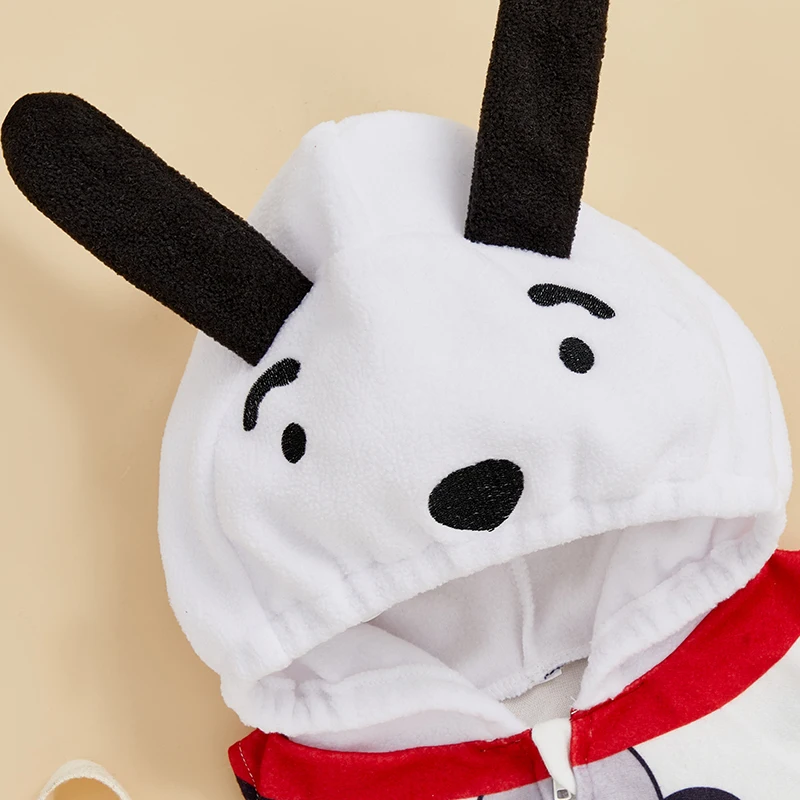 SUNSIOM Disfraz de cosplay para bebé de 0 a 18 meses, pelele sin mangas con capucha y puntos con cremallera y calcetines, traje de Halloween - imagen 4