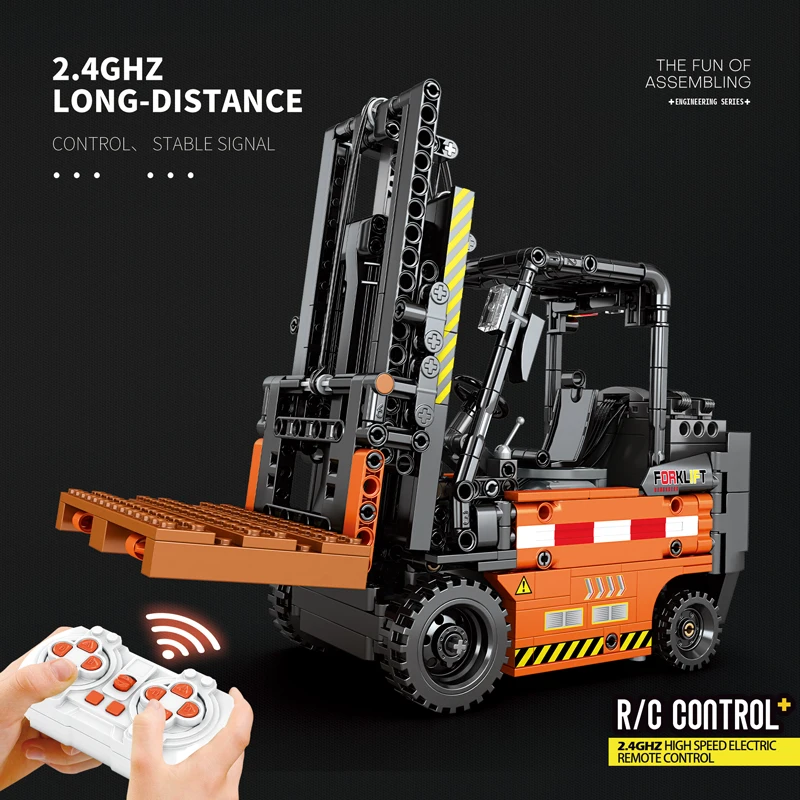 Bloques construcción montacargas RC – Vehículo ingeniería para niños - imagen 5