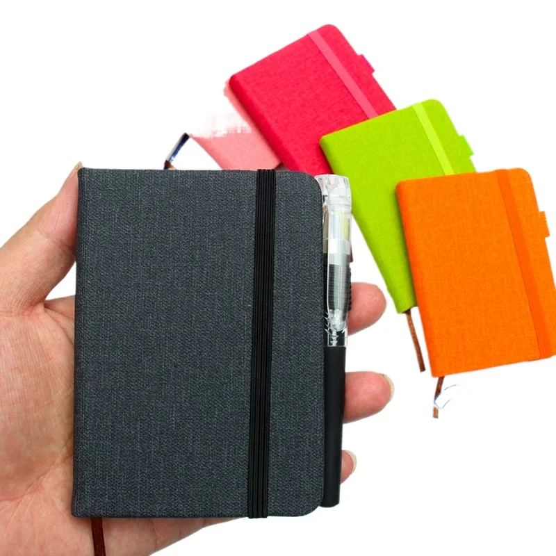 Cuaderno A7 recargable de lino con bloc de notas