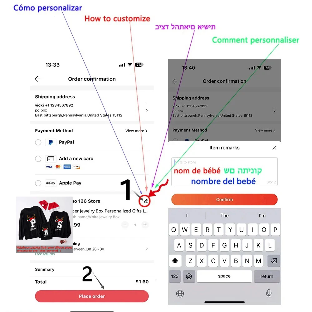 Navidad ciervo nombre personalizado sudadera a juego mamá papá hija hijo Tops familia Navidad Sudadera con capucha regalo de vacaciones nombres de Navidad ropa - imagen 2