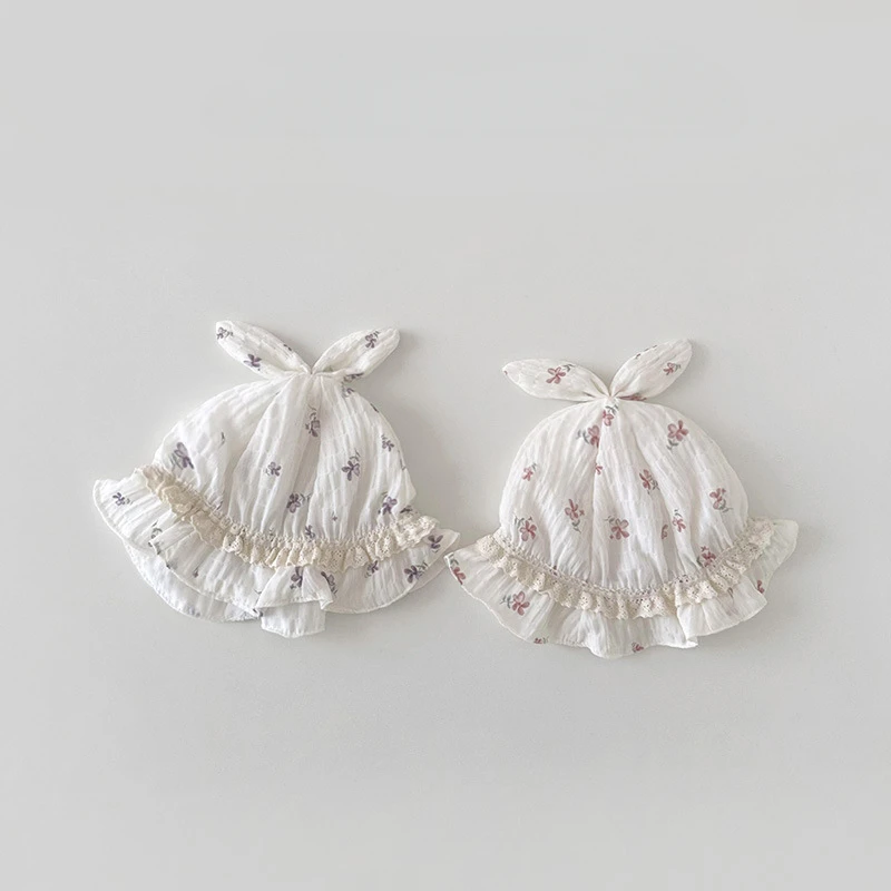 Gorro bonito de dibujos animados para recién nacido, gorro con estampado sencillo Floral, accesorios de fotografía para bebé, gorro de algodón suave para primavera y verano