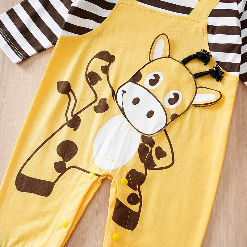 Pelele bebé algodón manga larga unisex estampado vaca rayas - imagen 3
